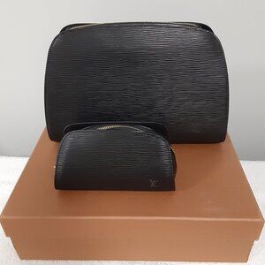 NEW LOUIS VUITTON EPI DAUPHINE 17 COSMETIC POUCH EPI LEATHER BLACK SET 2